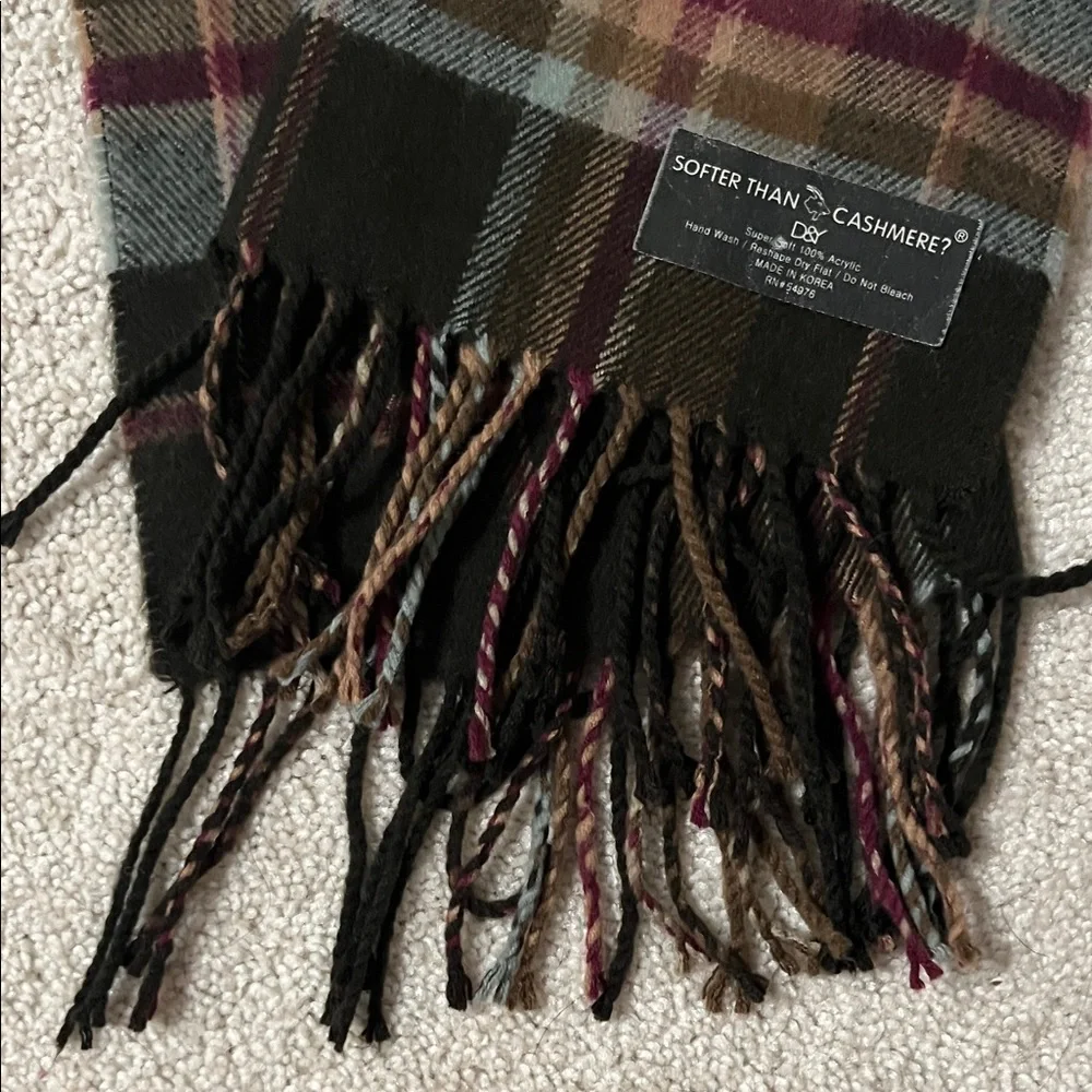 Classic Brown, Light Blue, and Maroon Plaid Men's Scarf